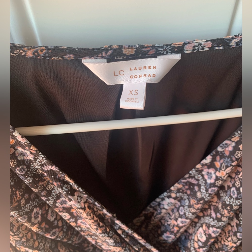 Lauren Conrad long sleeve blue & pink floral dress size XS - Picture 2 of 5